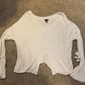 Express white sweater with ties on sleeves